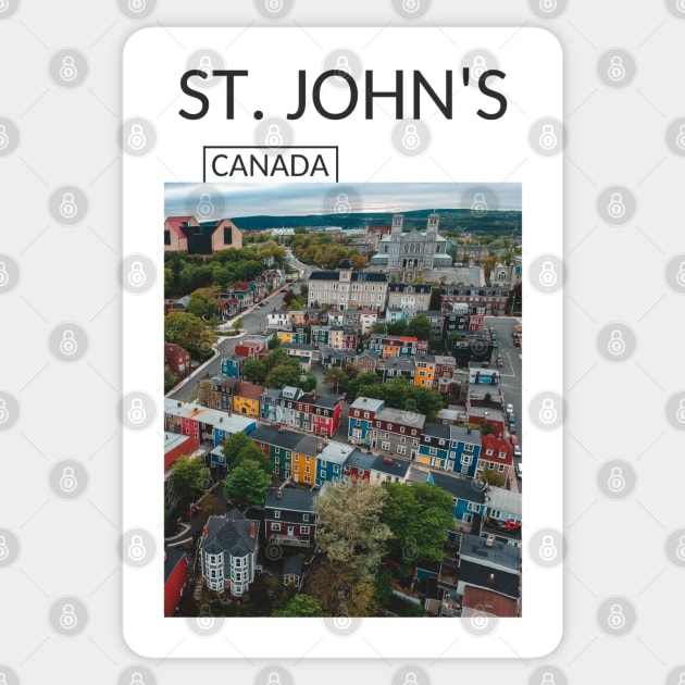 Saint John's Newfoundland and Labrador City Canada Cityscape Skyline Gift for Canadian Canada Day Present Souvenir T-shirt Hoodie Apparel Mug Notebook Tote Pillow Sticker Magnet Sticker by Mr. Travel Joy